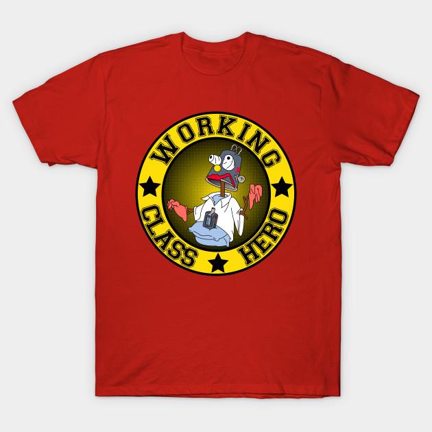 

Men Black Print T-shirt Working Class Hero No-Cut Transfer Paper Print Cotton Tshirt XL червоний