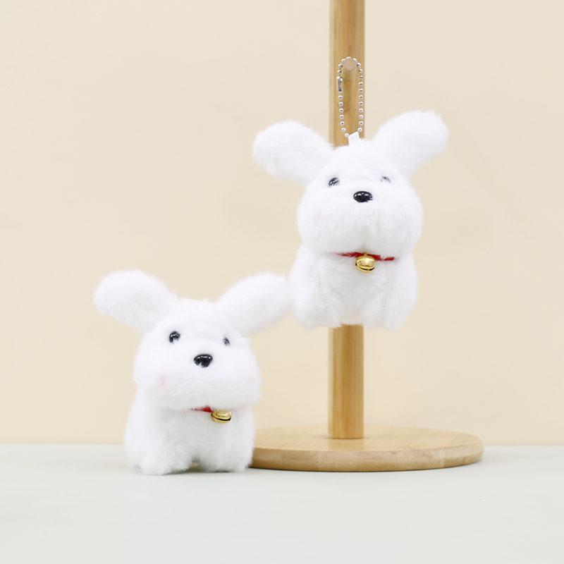 Charming Stuffed Dog Pendant Playful Puppy Keyring Fluffy Doll Keychain Accessory