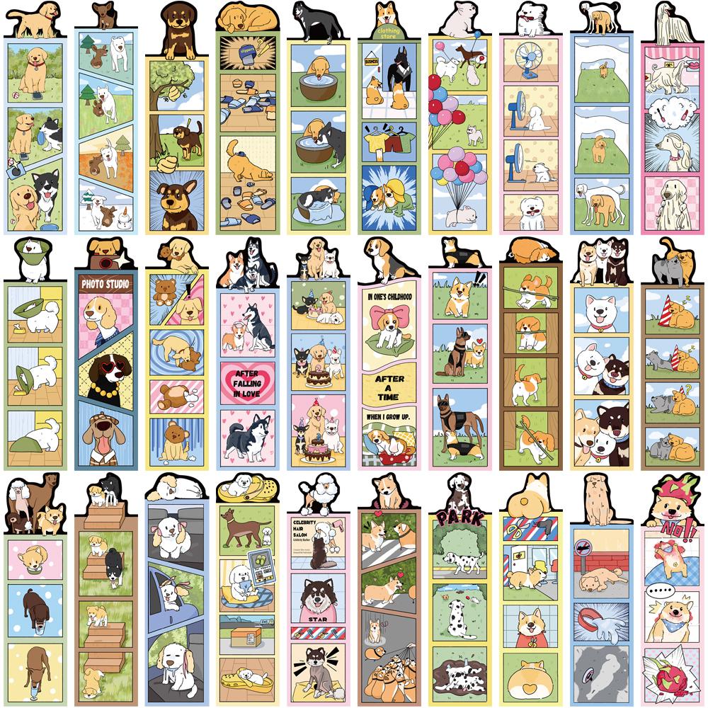 30PCS Dog World Bookmarks Nostalgia Reading Laptop Luggage Book Cofoer Graffiti Community Dormitory Scrapbooking Bookmarks