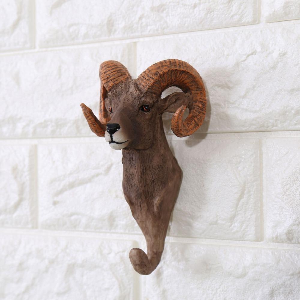 Retro Animal Head Key Hook Up 3D Hat Hanging Rack Creativity Clothes Hook Rack Wall/Door Decor