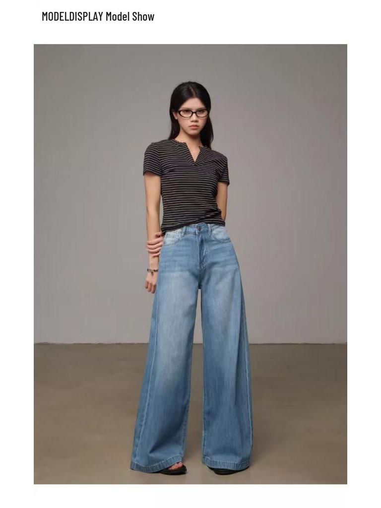Women's Lyocell Tencel High Waist Wide Leg Jeans
