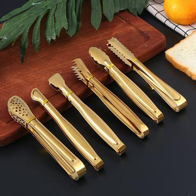 Dropshipping Stainless Steel Kitchen BBQ Tongs Non-stick Smart Grill Meat Clip Food Cooking Clamp Gold/Silver Accessories