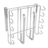 Under Cabinet Hanging Shelf Stainless Steel Under Shelf Storage Rack with Multiple Hooks for Cutting Boards Cups Paper Towels Kitchen Utensils Silver