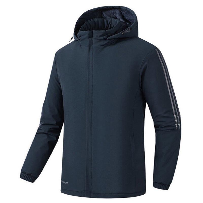 Men's New Three-bar Velvet Cotton-padded Jacket, Large-size Water-proof Warm Cotton Clothes Can Be Printed with OO.