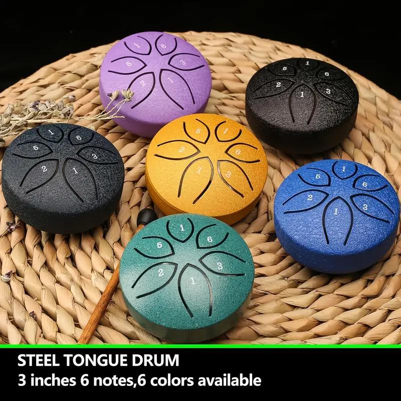 3-inch 6-tone Mini Hollow Drum Percussion Instrument Steel Tongue Drum Children's Portable Instrument Pocket Drum Toy Small Drum