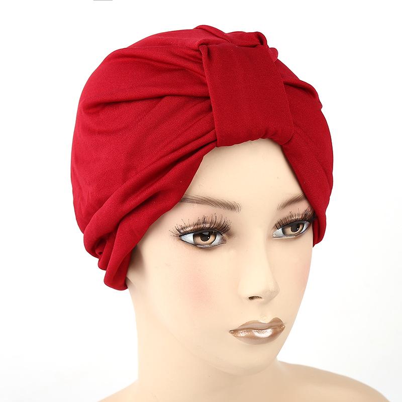 New Stretch Thin Two-Band Indian Muslim Hijab Head Wrap Hat