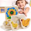 Wooden Kids Animal/ Plant Life Cycle 3D Puzzle Toy Montessori Teaching Aids Multi-Layer Jigsaw Early Learning Toys For Preschool