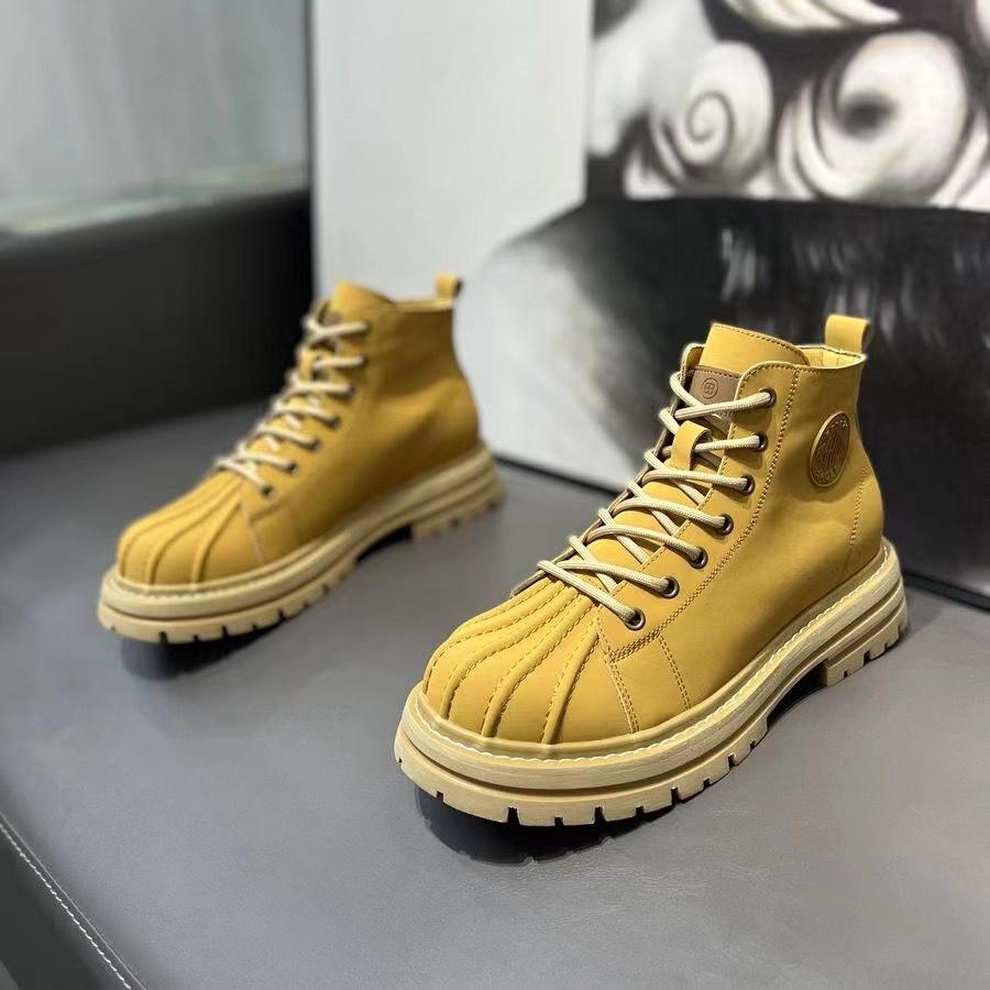 

Кожаные ботильоны для мужской дизайнерской обуви Лето Осень Удобные высокие повседневные модные ботинки на платформе Мужской круглый носок 43 небесно-голубой