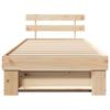 Brown Bed Frame with Headboard 75 X 190 Cm Solid Pine Wood