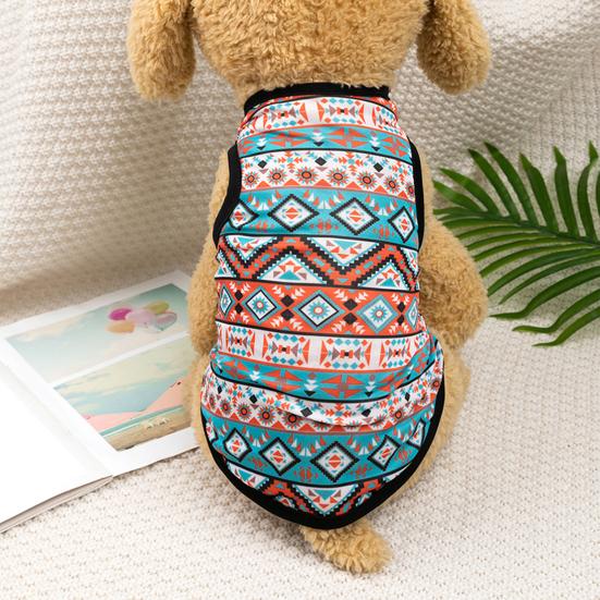 Cat Summer Vest Round Neck Ethnic Style Printing Comfortable Breathable Dress Up Sleeveless Vintage Pet Supplies