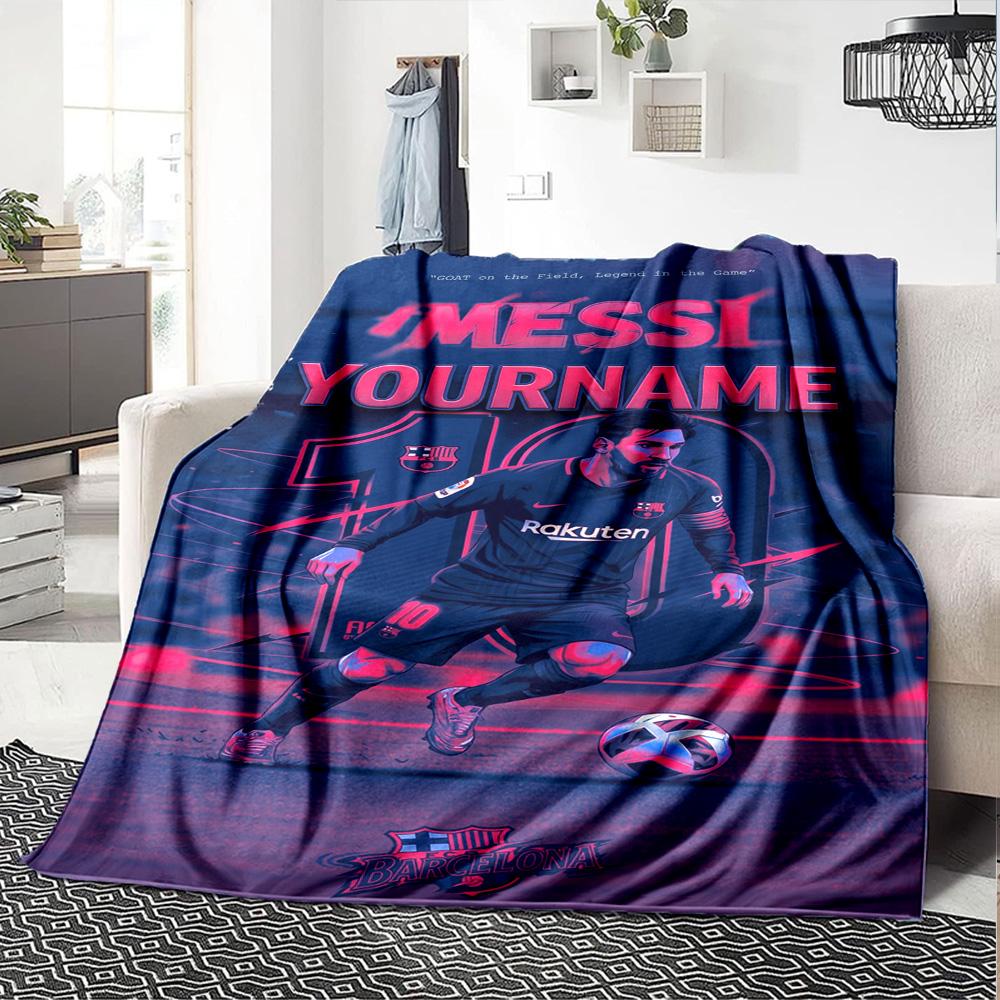 Messi Customize Your Name Blanket Cozy Personalized Blanket Durable Comfort Throw For Picnics Living Room Couch Seaside Four Seasons Universal