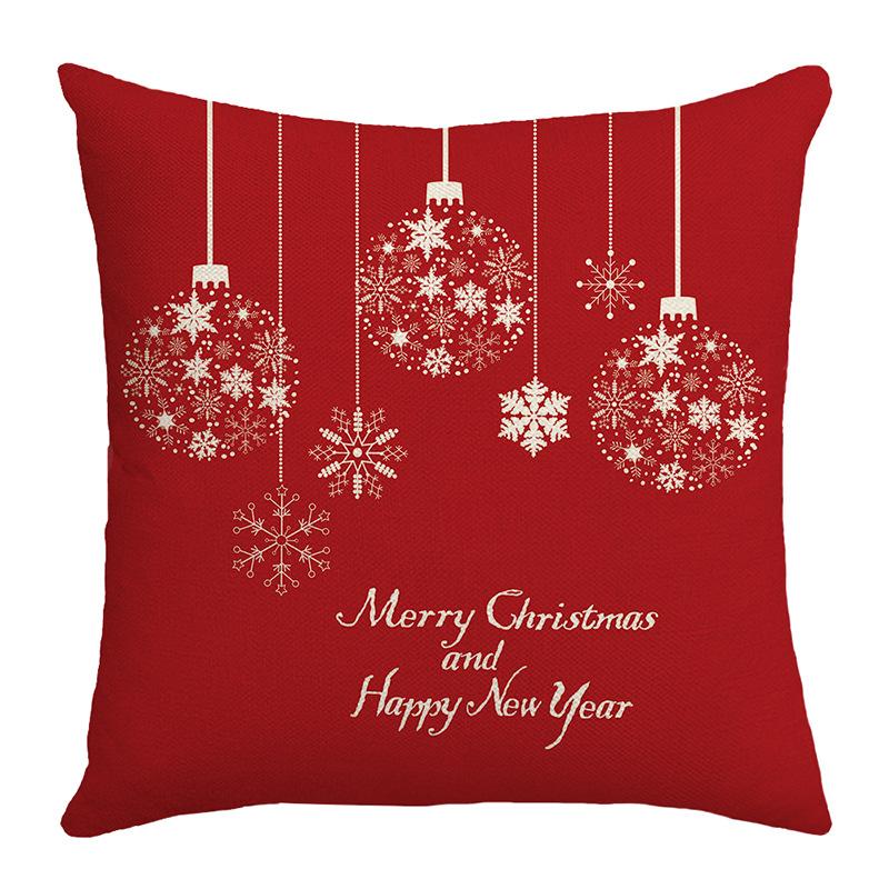 Red Christmas Pillow Cover Polyester Letter Print Home Sofa Pillow Cover Cushion