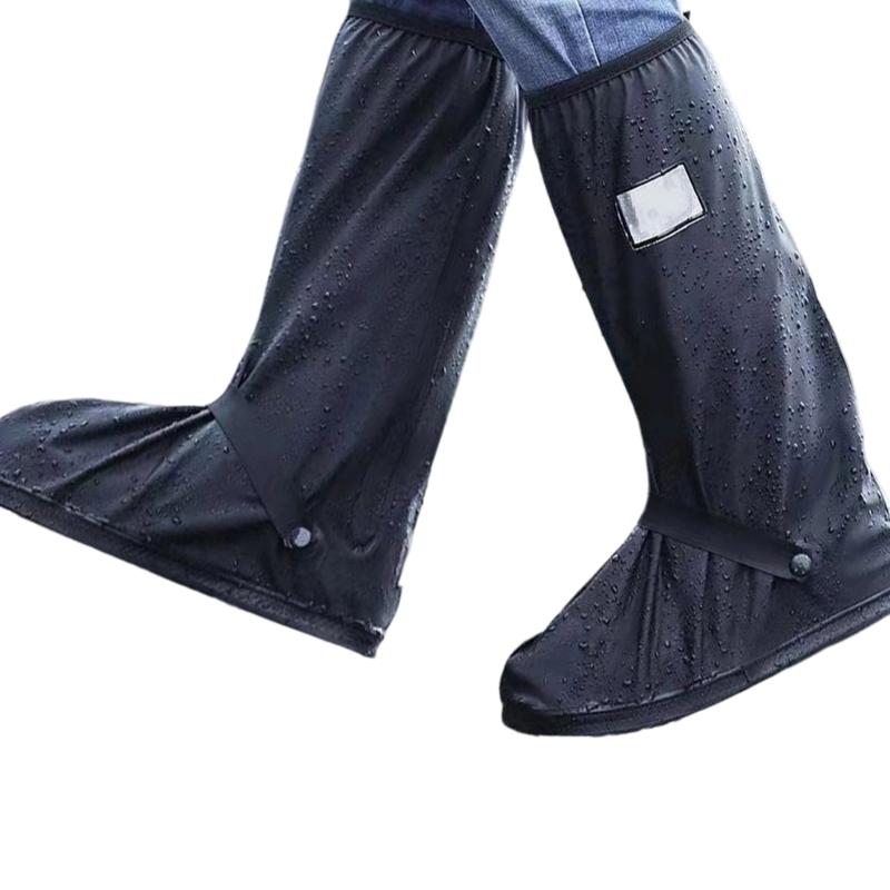 Waterproof Rainproof PVC Boot Shoe Covers Slip Resistant Zippered Galoshes For Hiking Cycling Daily Commuting