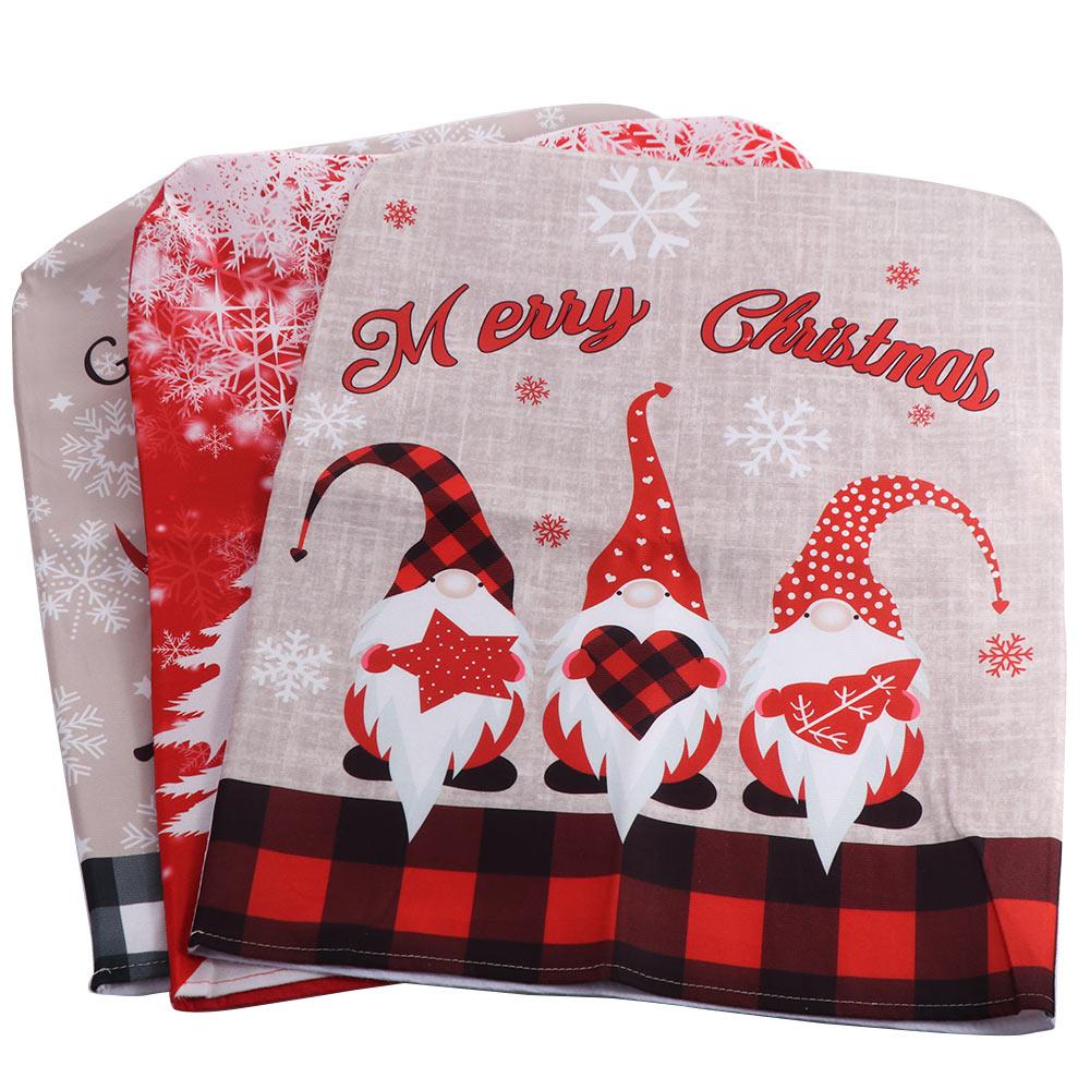 Cartoon Christmas Chair Cover Ball Polyester Fiber Xmas Dinner Chair Seat Cover Removable Soft Christmas Table Decor