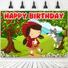 Cartoon Little Red Riding Hood Backdrop Girl Birthday Decorations Party Supplies Baby Shower Banner Photo Shoot Props Kids Gifts
