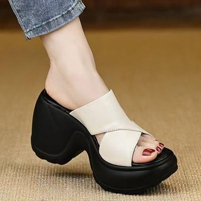 Fashion High Heels Women Slippers Platform Fashion Shoes Woman's Heeled Sandals 2025 New Designer Casual Slides Cozy Sandalias De Mujer