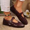 Fashion Summer New Flat Shoes Women's Round Head Shallow Chisel Metal Buckle Line with Soft Sole Anti-slip Wear-resistant Single Shoes