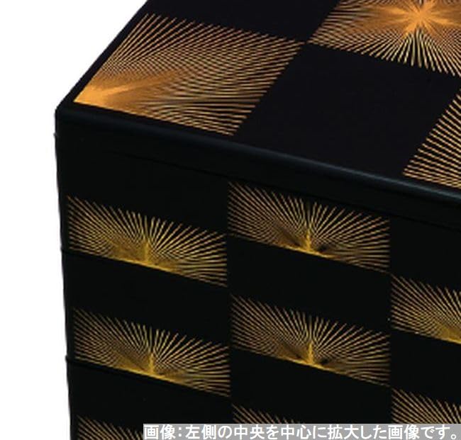Outdoor Lunch Box Made In 3 Black with Checkered Pine X X J-kitchens (Bento Box) Japan, Tiers, 7-inch, Needles, 21.0cm 21.0cm 16.5cm