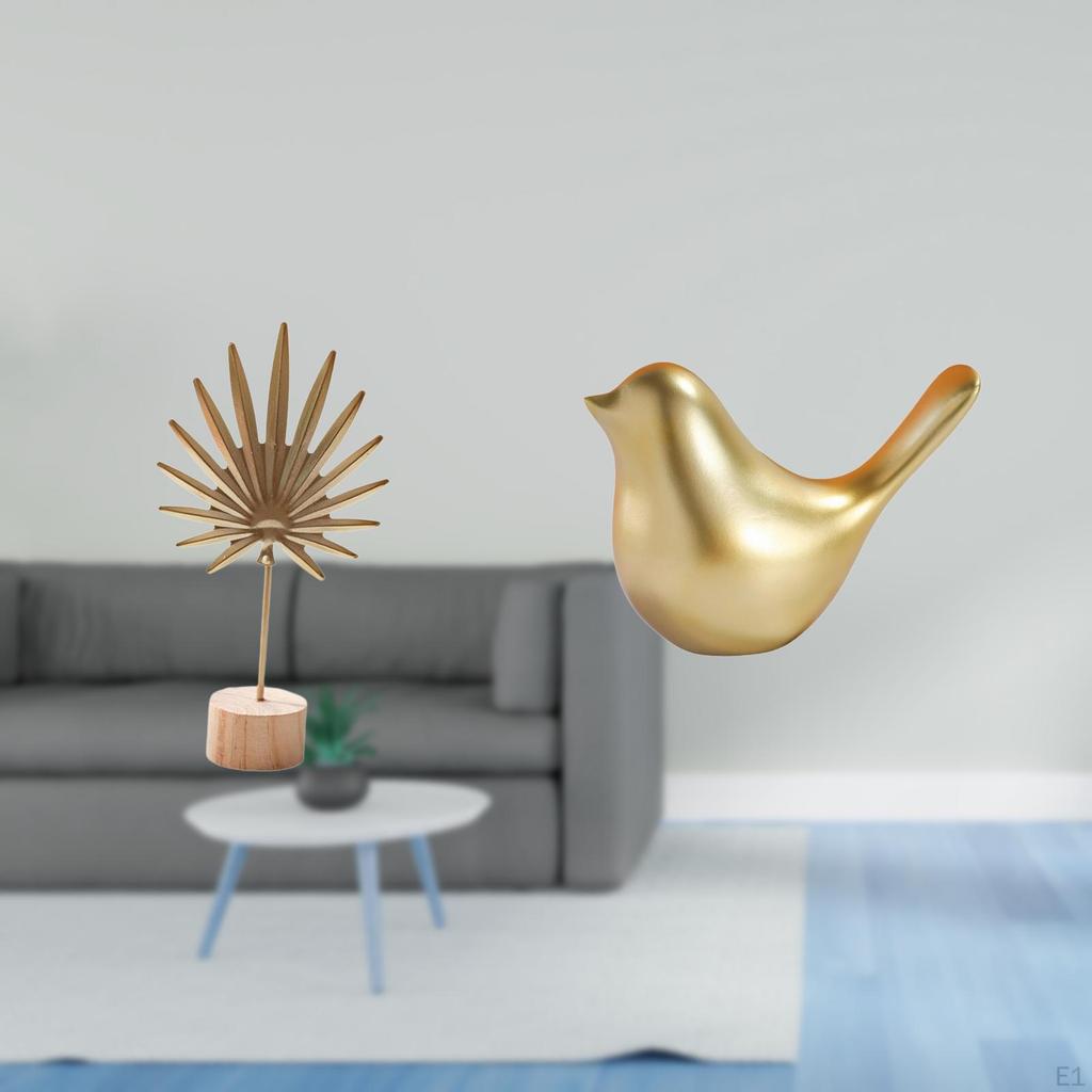 Nordic Abstract Metal Sculpture And Golden Bird Figurine Statue Creative Ornament for Table Desktop