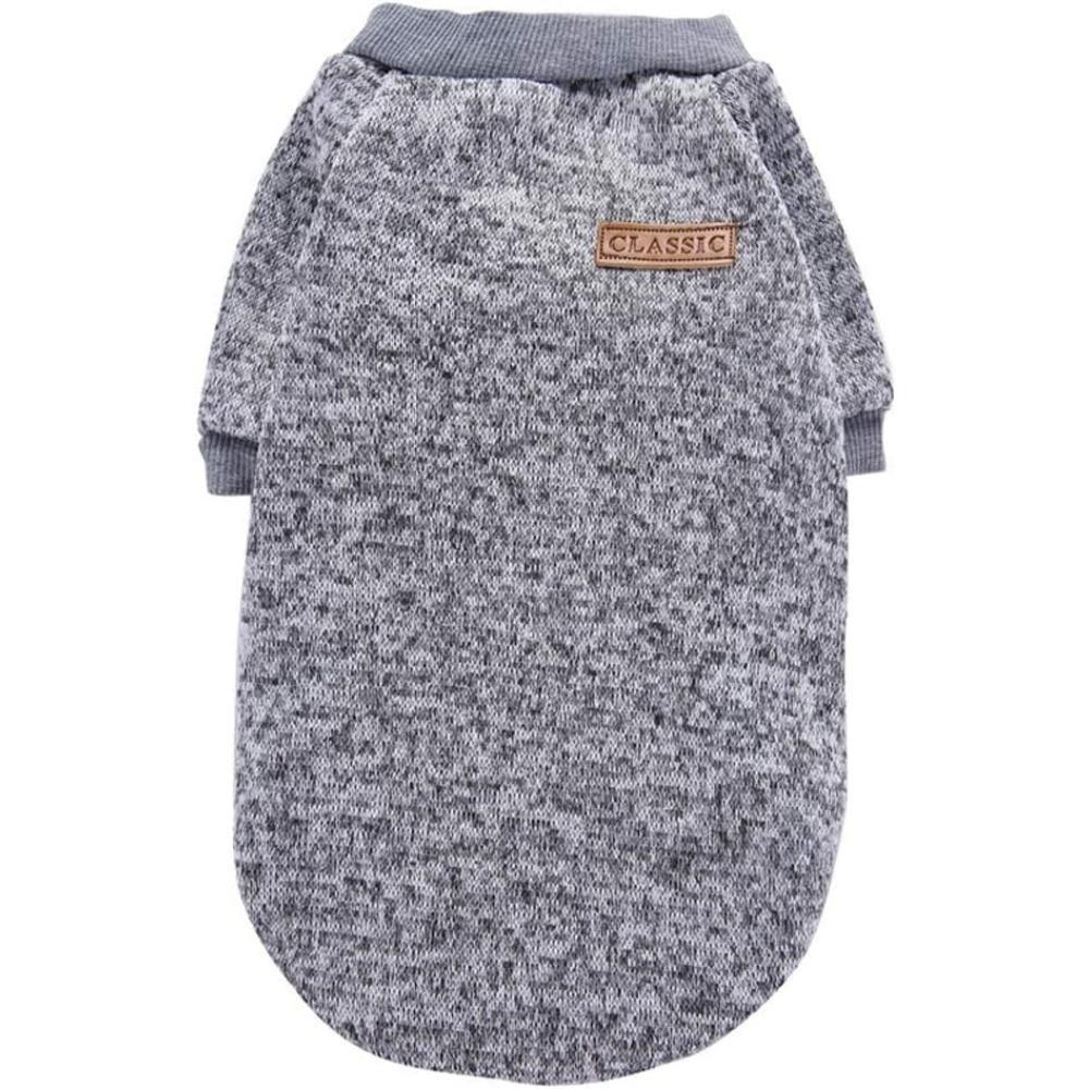 Klasyczny sweter dla psa, płaszcz polarowy dla małych i średnich psów, ciepłe ubrania dla psów i kotów, miękkie szczenięta Customes 12 kolorów (XS, Szary)