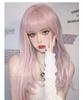 Full Pink X Blue Harajuku Small Face with Net Semi-long Wig, Ladies' Wig, Straight, Natural, Style, Popular, Effect, Cute,