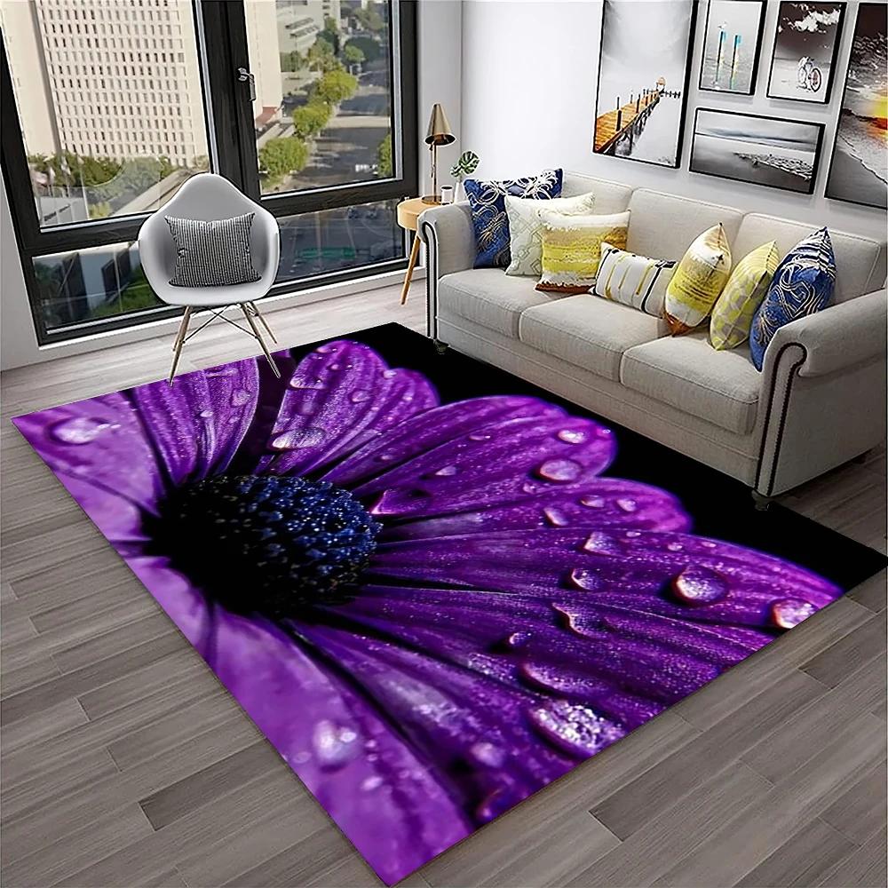 HD Nordic Daisy Sun Flowers 3D Carpet Rug for Home Living Room Bedroom Sofa Doormat Decor,kids Play Area Rug Non-slip Floor Mat