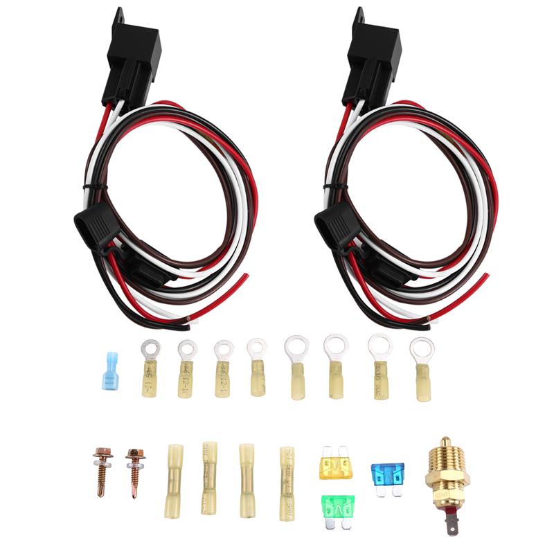 L10A Dual Electric Fan Relay Kit Radiator Electric Cooling Fan Thermostat Kit 40 AMP Waterproof Relay Kit