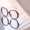Trendy Geometric Blue Light Blocking Glasses: Black Frame with Gold Temples, Anti-Blue Light Eyewear for Office & Daily Use