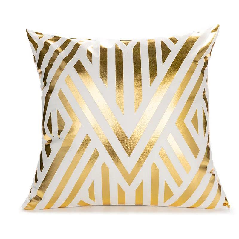 New Bronzing Geometric Leaf Pillowcase Simple Creative Pillowcase Office Sofa Cushion