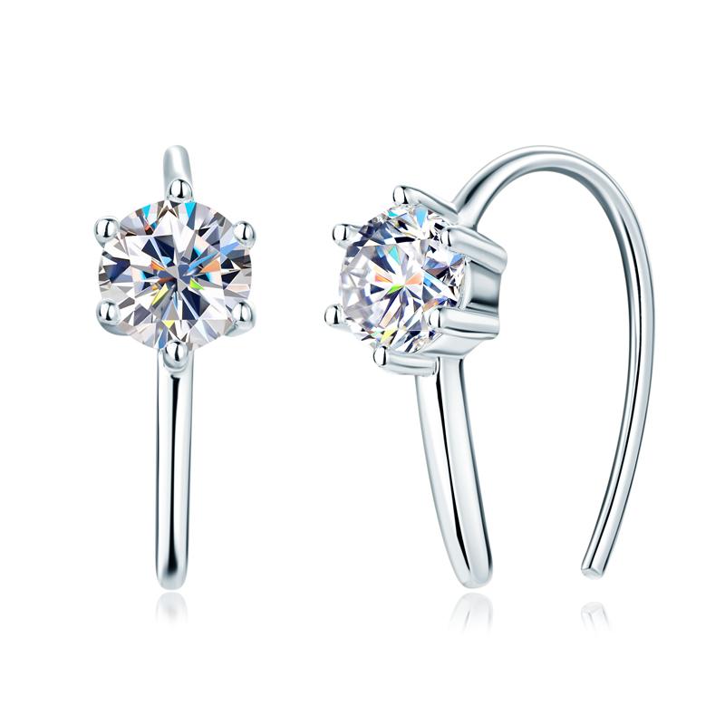 Factory 925 Sterling Silver Vvs D Moissanite Diamond Earrings 3mm 0.5ct 1ct 2ct Rose Moissanite Stud Earrings 925 Silver + Moissanite