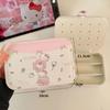 Kawaii Hello Kitty Jewelry Box Earrings Portable Necklace Ring Cute Pu Leather Storage Box Travel Mini Compact Accessory