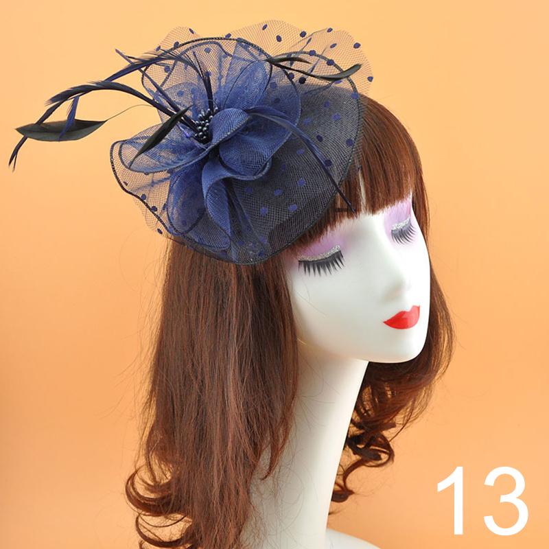 1Pc Fascinator Hat Feather Pearl Beaded Decor Girl Hair Clips Hair Accessories Headwear Flower Women's