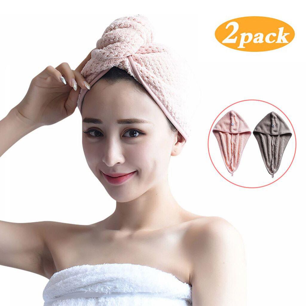 Buy 2 Pack Dry Hair Cap Quick Drying Lady Towel Superfine Fiber Bath