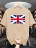 Heavy duty pure cotton Unisexs loose Tshirt fashionable British flag printed short sleeved round neck casual top