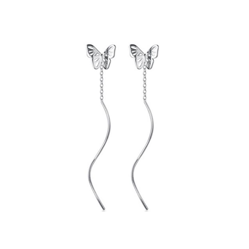 Korean Style Summer Butterfly Earrings: 925 Silver Needle, Small Fresh Sweet Wave Insect Hollow Design