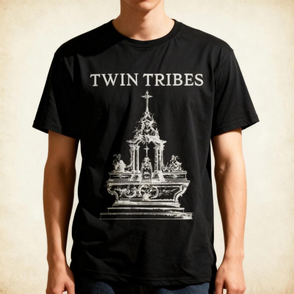 Camiseta Negra de Algodón Twin Tribes Tallas Completas S-5XL Unisex