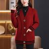 Women S Long Sleeve Knit Cardigan Plus Size Mom Style Casual Outerwear Autumn Winter Sweater