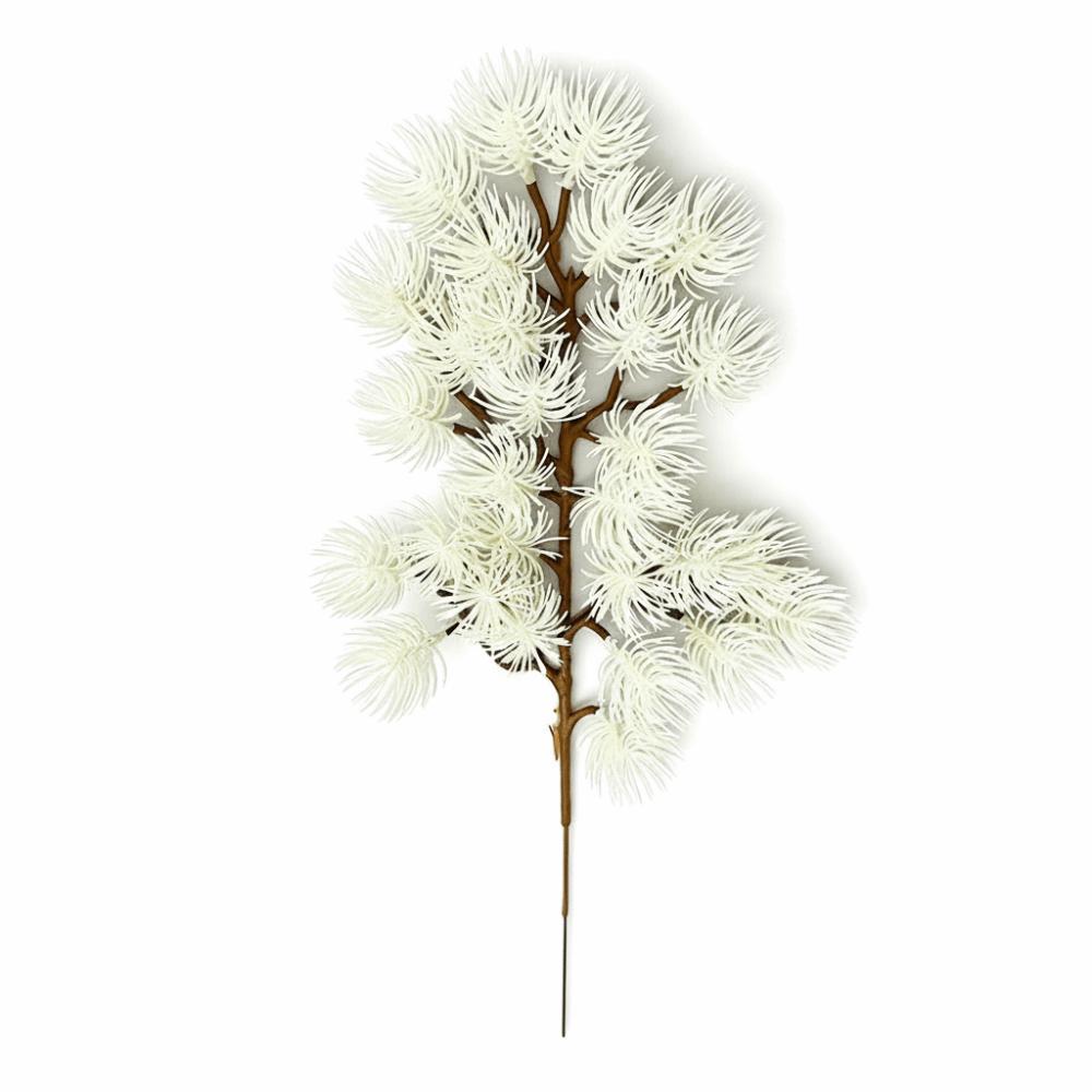 Green Leaves Artificial Pine Branch Handmade Craft Realistic Design Fake Pine Leaves Plastic Material Green Color