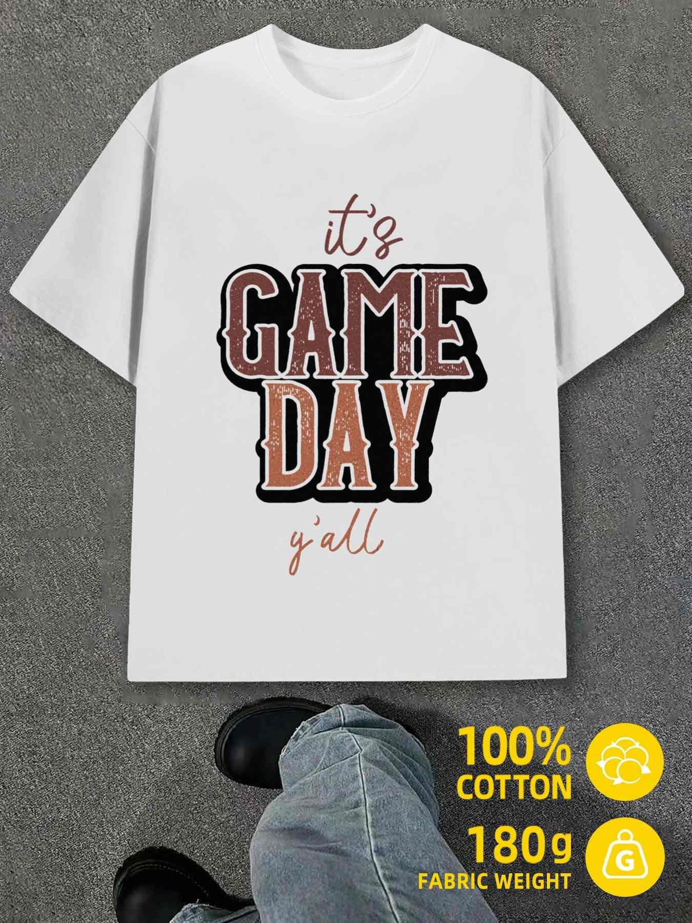 Men s T-Shirt Y2K Game Day 100 Cotton White S