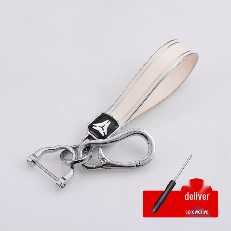 Rhinestone Circle Car Keychain with Gold Edge, Rope, Metal Keyring Pendant for Hyundai – Waist Hanging Household Hardware Buckle