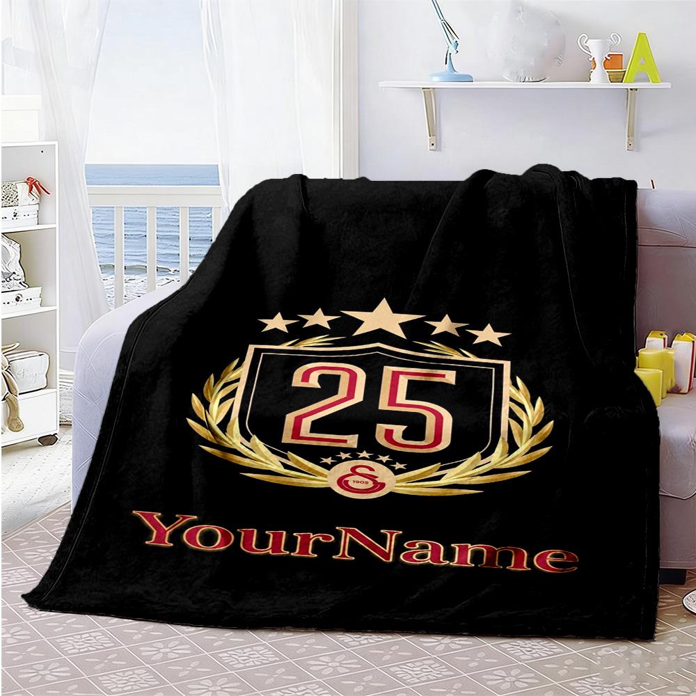 Galatasaray 347 Customize Text Blanket Throw Customizable Blanket Ultra-Soft Versatile for Seaside Couch Picnics Nap for All Occasions