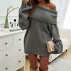 Women's Off The Shoulder Long Sleeve Knit Sweater Loose Fit Casual Solid Color Pullover Top