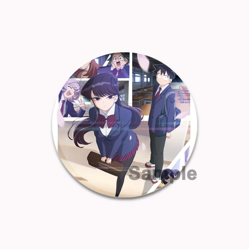 32/44/58mm Komi Cant Communicate Round Pin Cute Girl Cartoon Snap-in Brooches for Backpack Cothes Accessories Anime Collection Badge