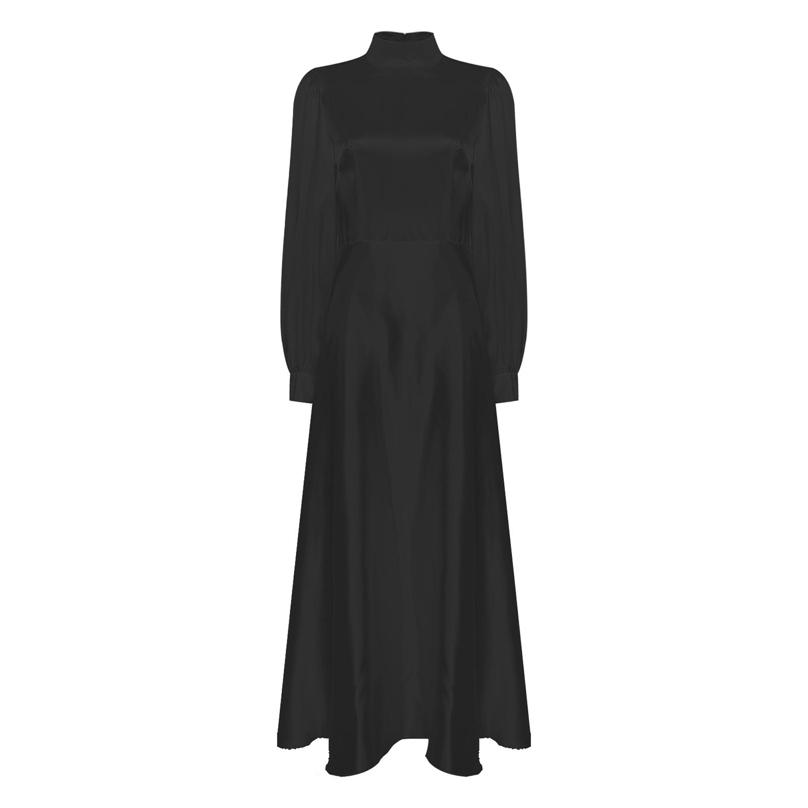 

Женское литургическое танцевальное платье с воротником-стойкой, длинными рукавами-фонариками, атласное расклешенное платье для хорового богослужения, выступлений на сцене S чёрный