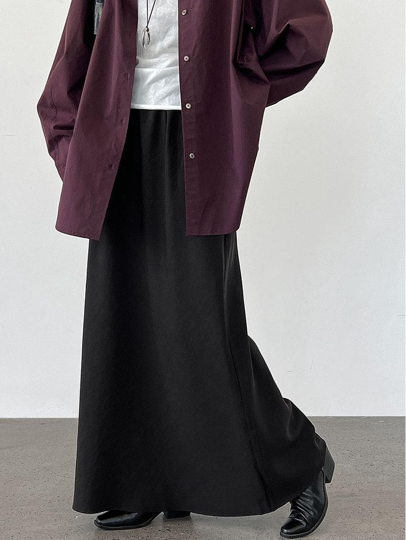 

LUXI Elegant High-Waisted Tencel Midi Skirt for Women - Versatile Autumn Slimming Style Large