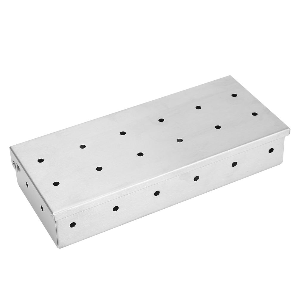 Large Capacity Stainless Steel Smoker Box BBQ Wood Chip Smoking Box Barbecue Grill Accessory