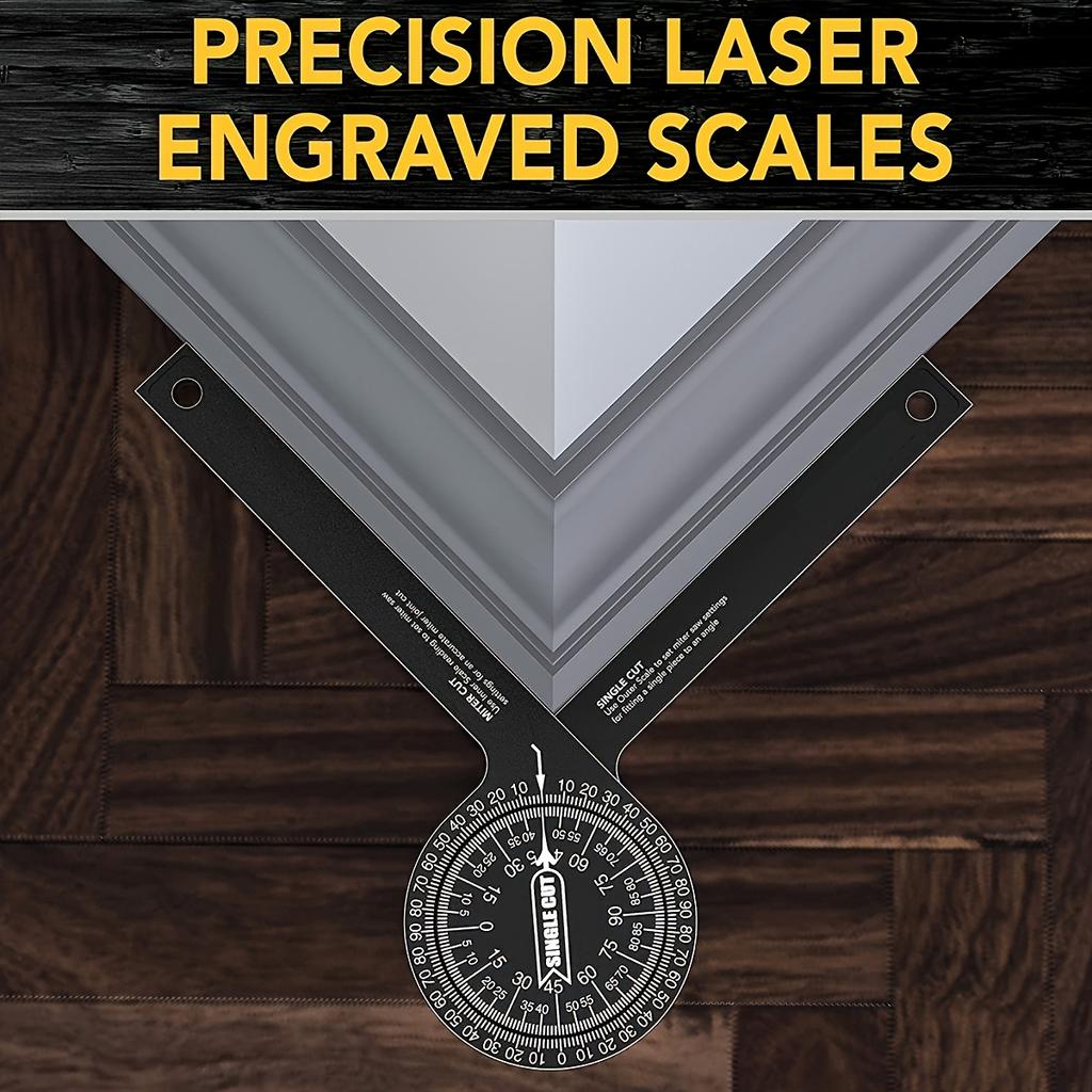 Aluminum Miter Saw Protractor | 7-Inch Rust Proof Angle Finder Featuring Precision Laser Engraved Scales