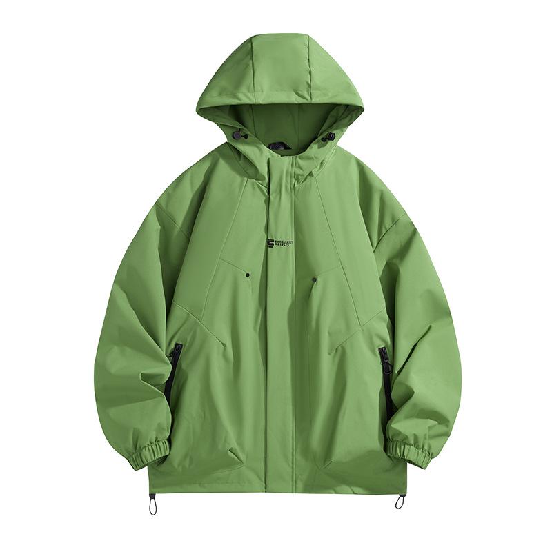 

Унисекс Ветровка с капюшоном в корейском стиле – Повседневная спортивная куртка для улицы на весну и осень L зелёный/изумрудный