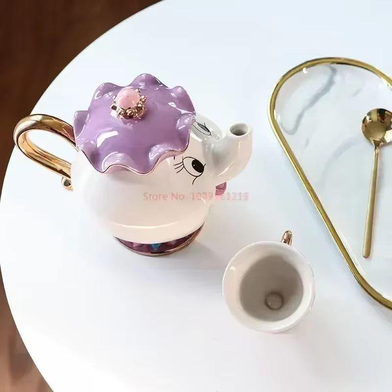 Tekanna Söt Tecknad Skönheten och Odjuret Kaffekannor Mugg Mrs Potts Chip Kopp Te Koppar Kärl Ett Teset Droshipping Skrivbords Present