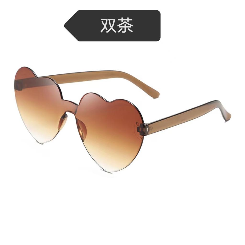 Peach Heart Sunglasses Love Glasses Trend Frameless One-Piece Marine Film Dazzling Color Sunglasses